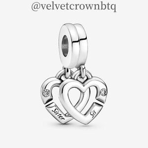 Pandora Linked Sister Hearts Split Dangle Charm
